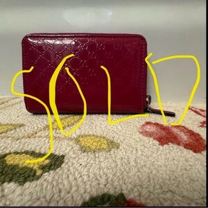SOLD GUCCI Micro Guccissima Patent Leather Zip-Around Coin Case